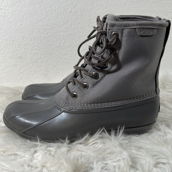 Sperry Saltwater Duck Boots Canvas Waterproof Grey Men\'s Size 10 NEW main image 5